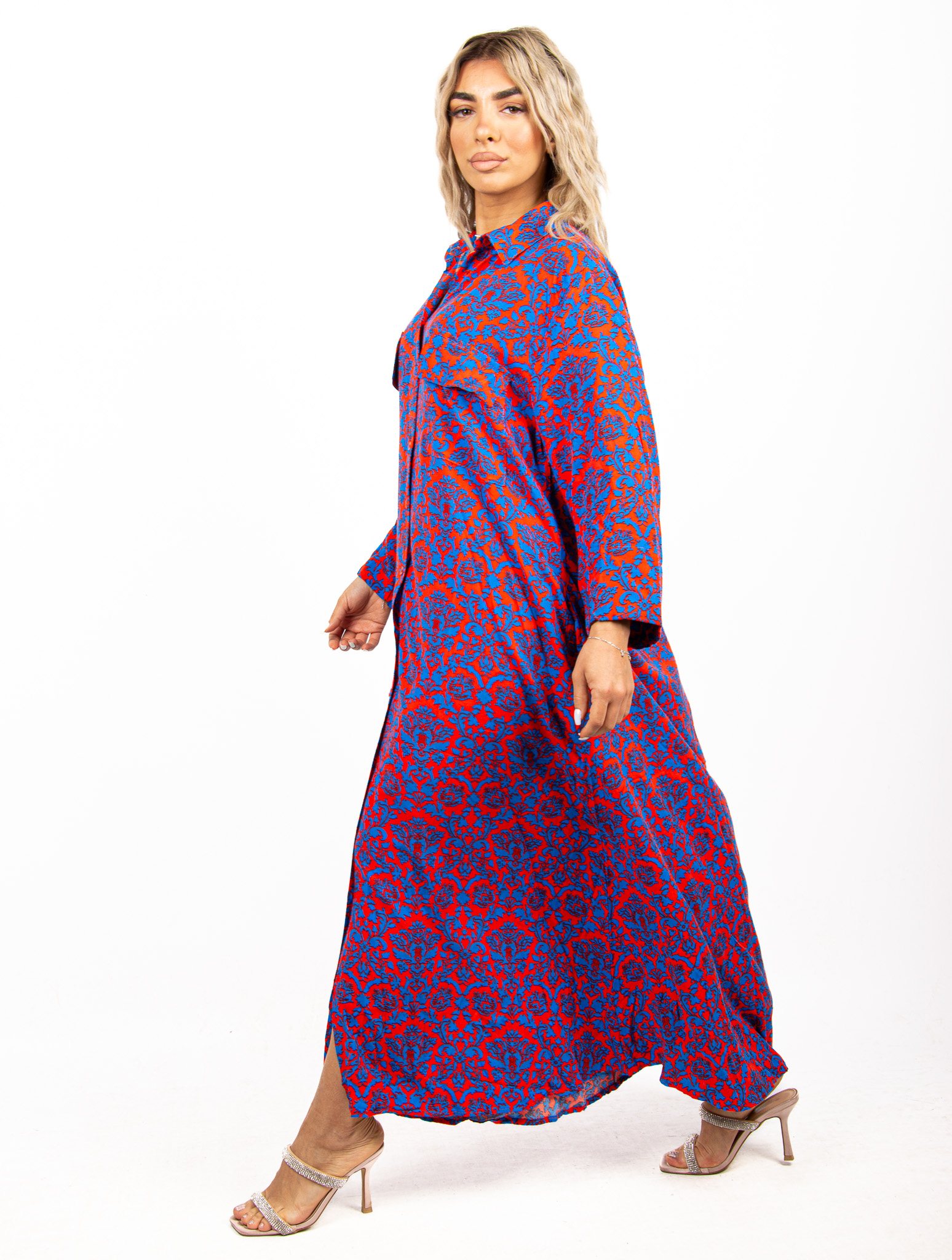 Φόρεμα Καφτάνι Βaroque Κόκκινο-Μπλε | EllenBoutique