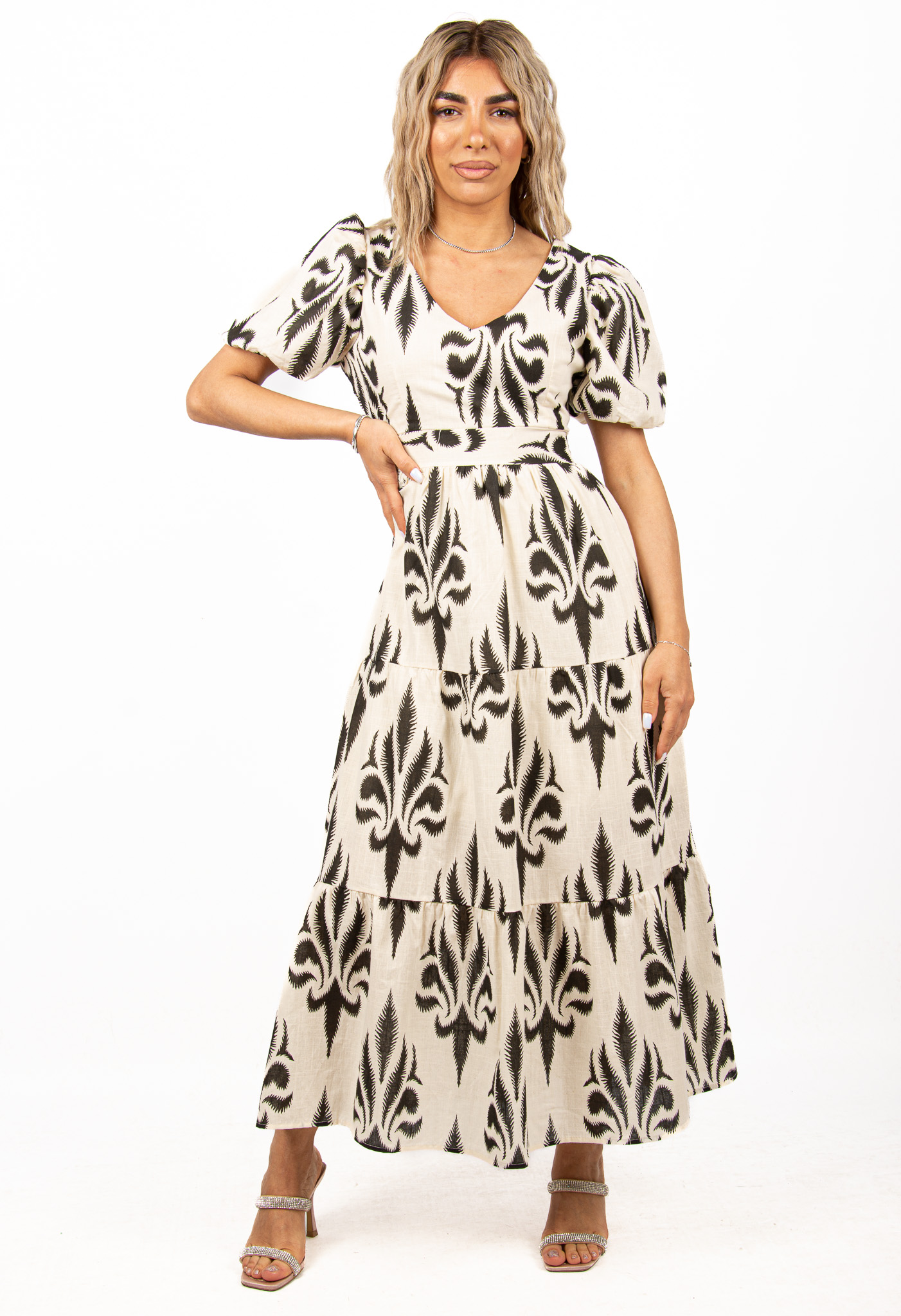 Φόρεμα Μεσάτο με Ζωνάκι Mπεζ | EllenBoutique