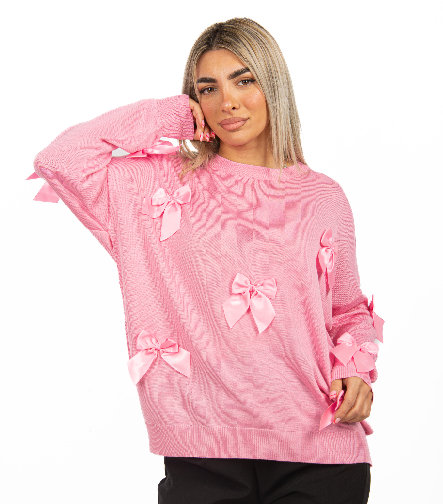 Μπλούζα με Φιόγκους Ροζ | EllenBoutique
